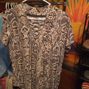 Women's fitted top with cutout neck line